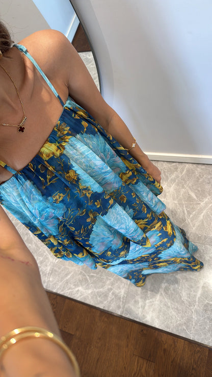 فستان شيفون ازرق مورد - KP2213