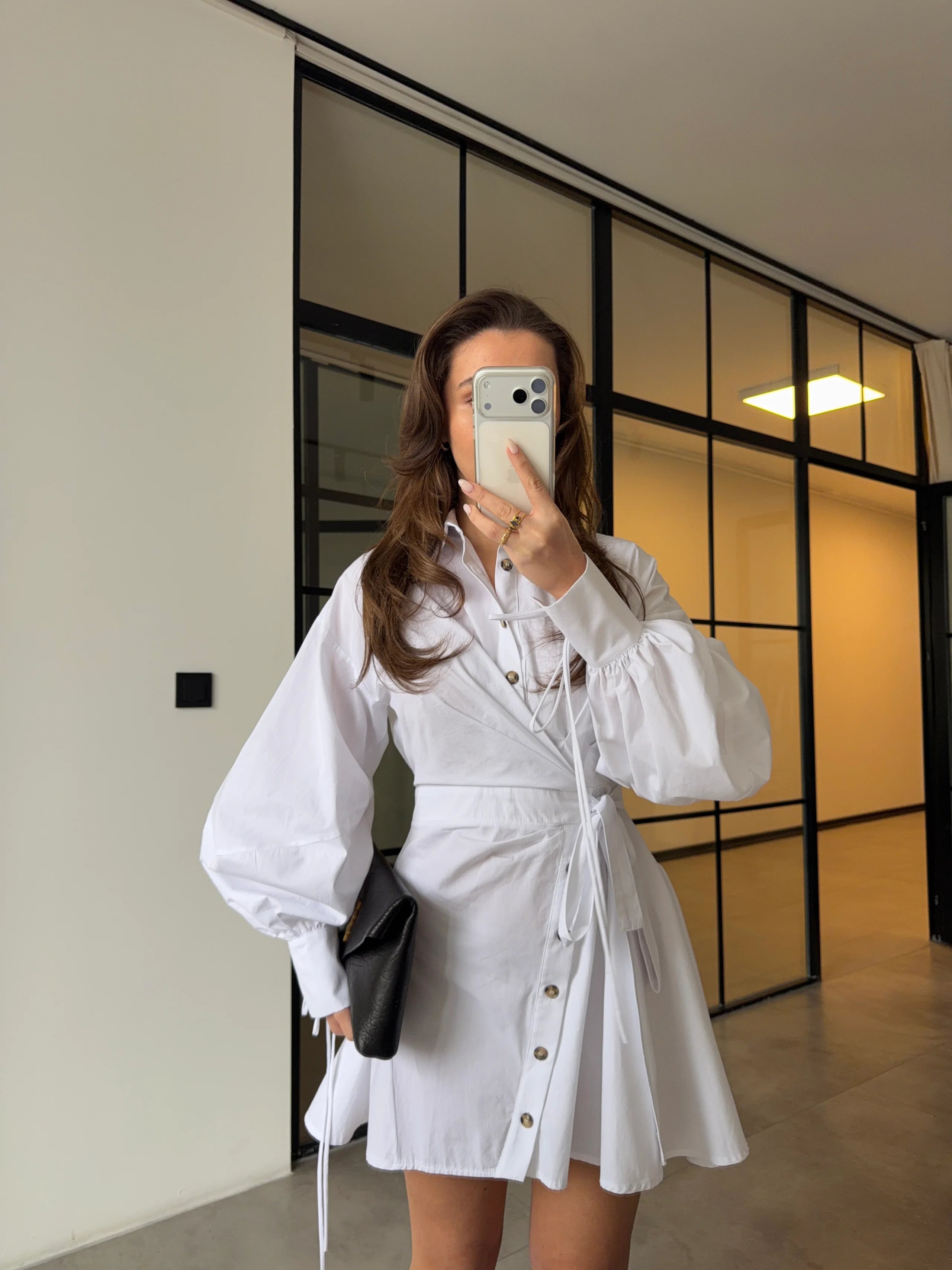 فستان بآزرار ابيض - KP2266