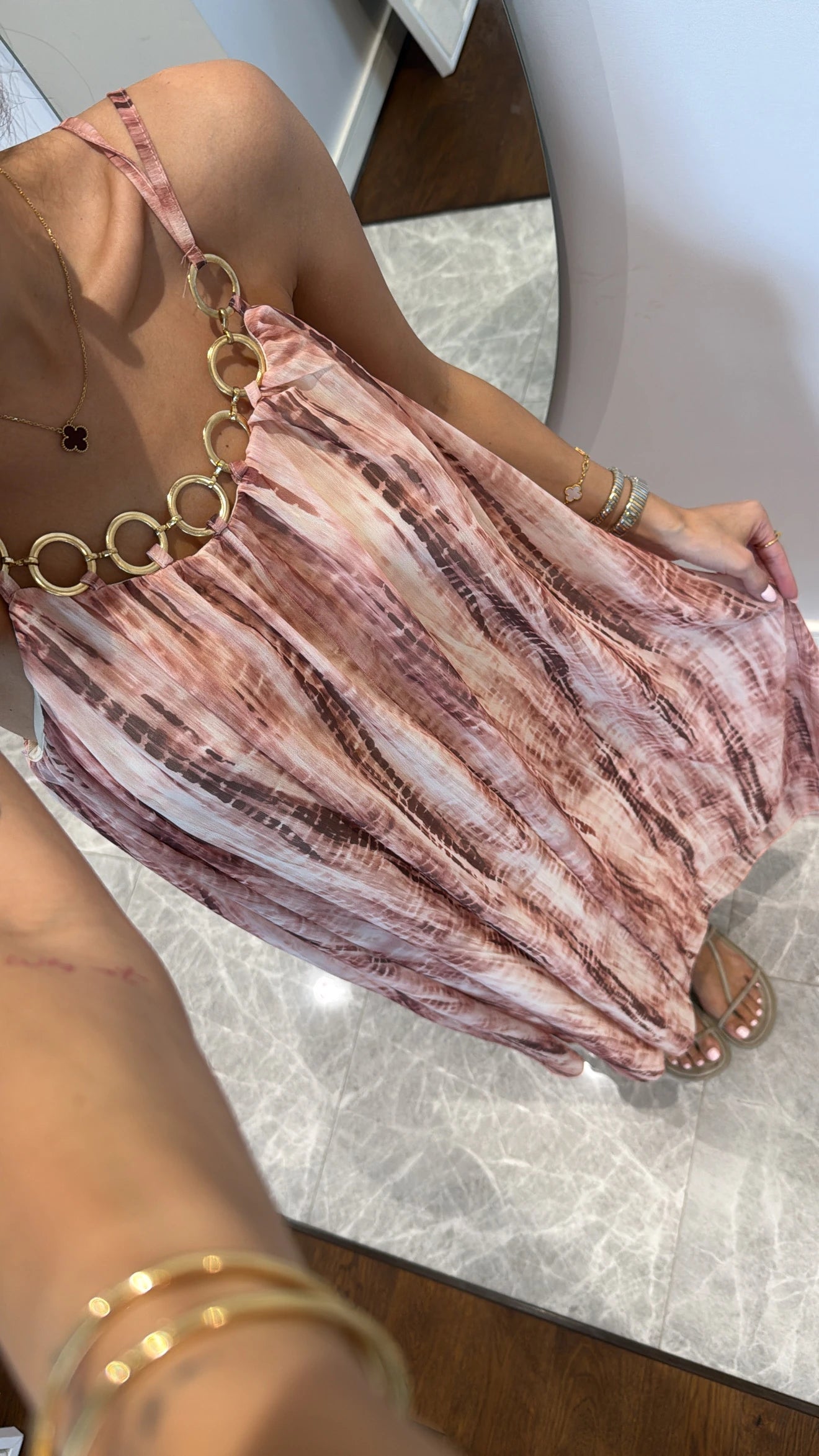 فستان ملون زهري - KP2166