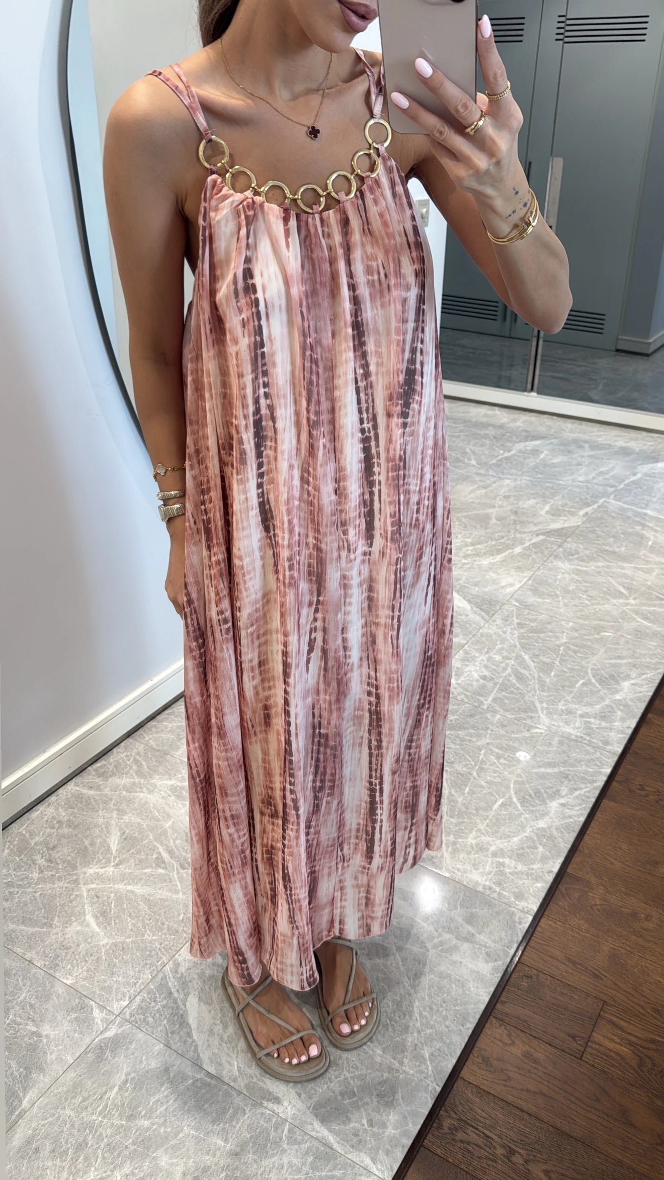 فستان ملون زهري - KP2166