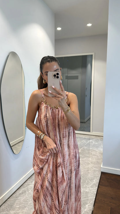 فستان ملون زهري - KP2166