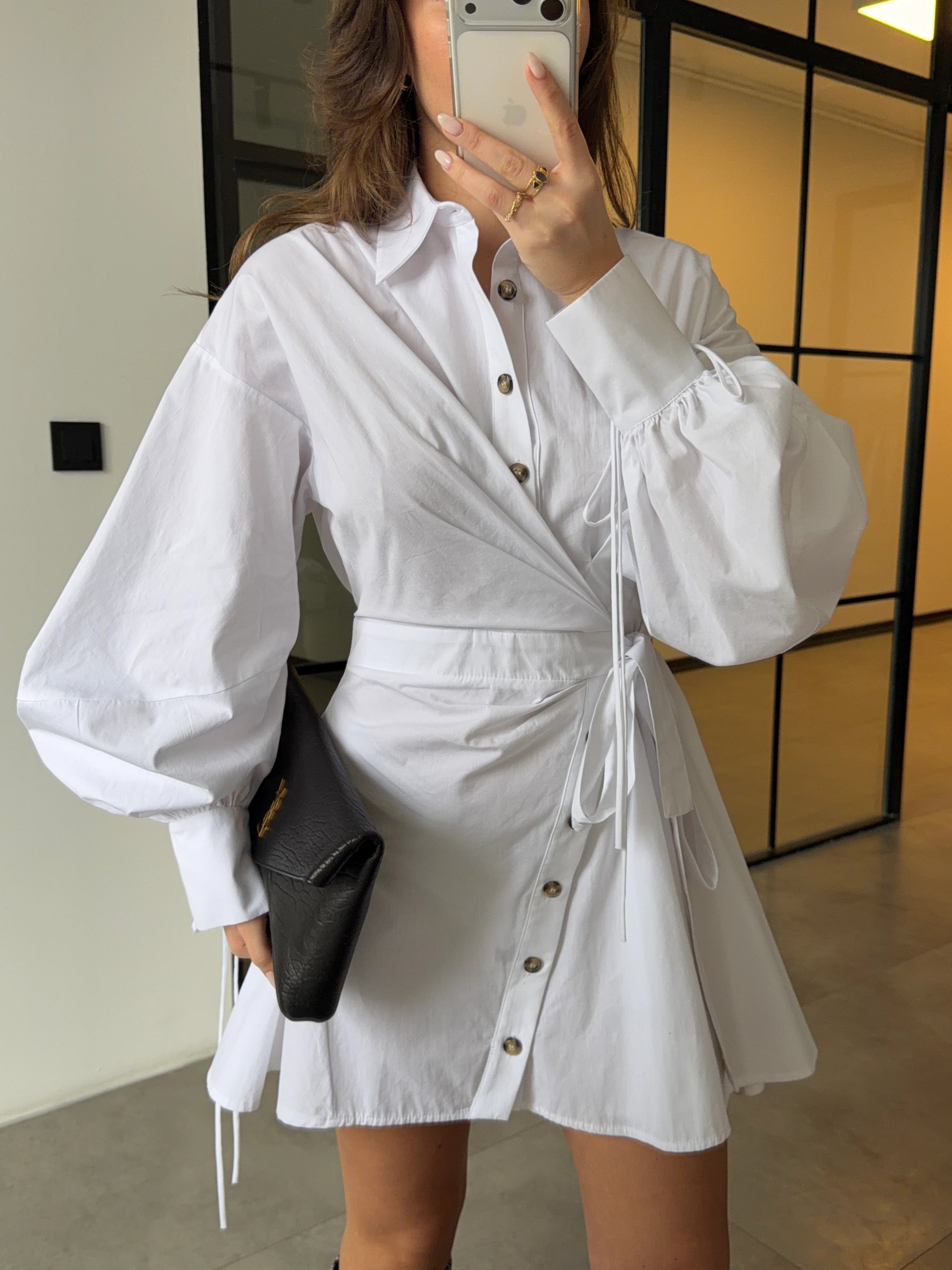 فستان بآزرار ابيض - KP2266