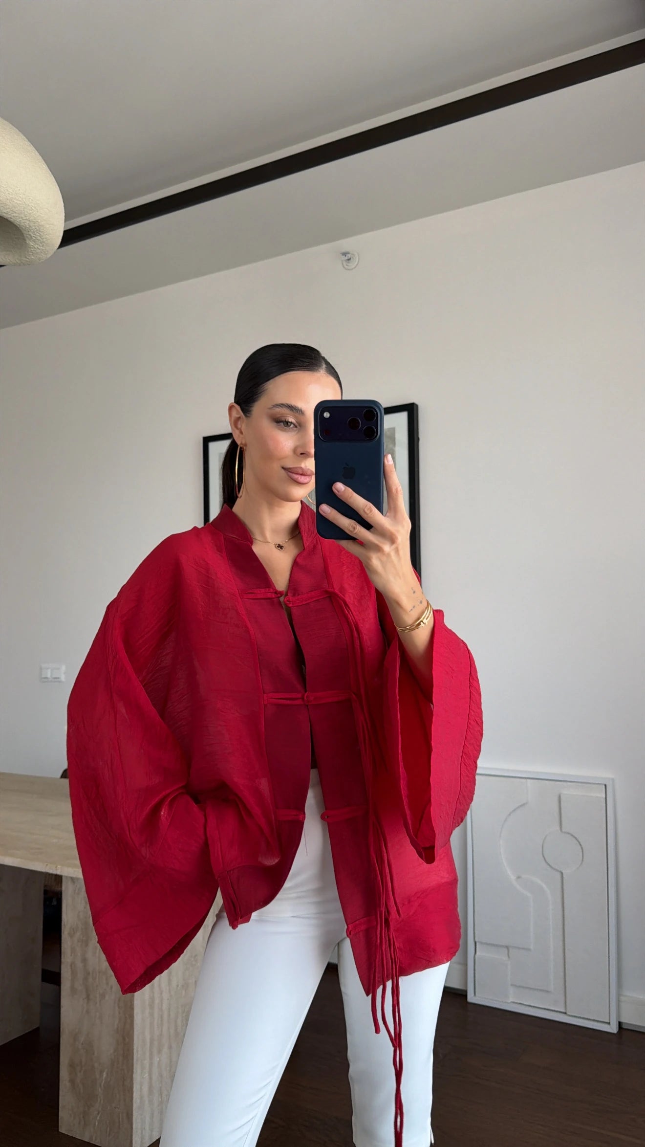 قميص مع ربطات احمر - KP4547