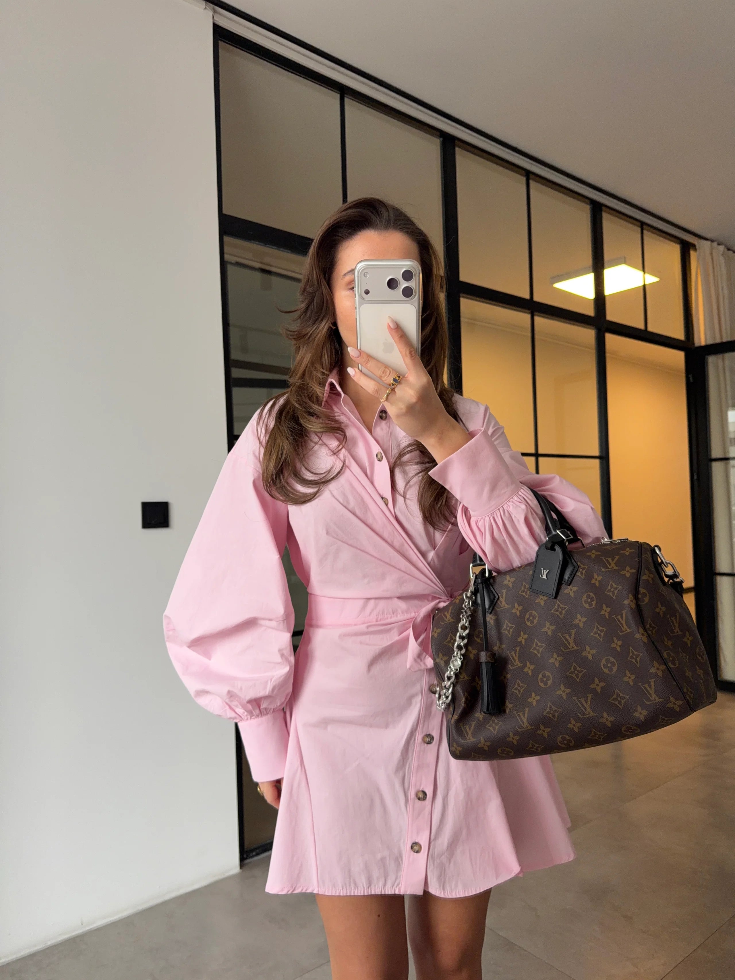 فستان بآزرار زهري - KP2266