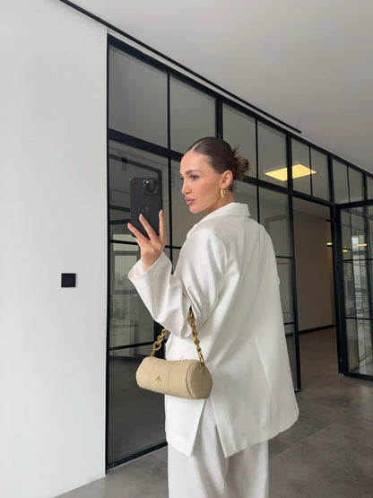 طقم بليزر مع بنطلون ابيض - KP1385