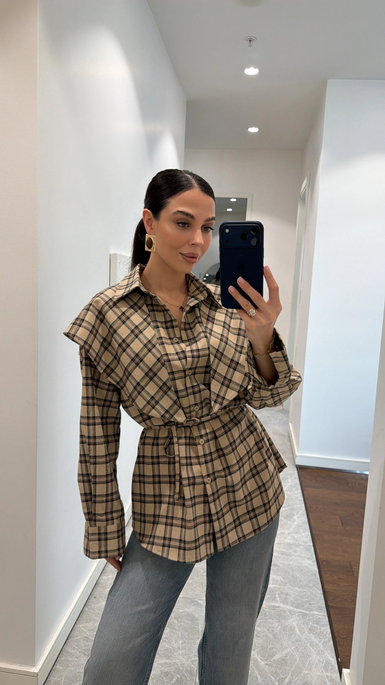 قميص كاروهات بيج - KP4376