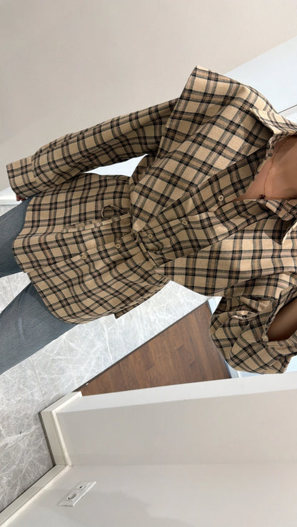 قميص كاروهات بيج - KP4376