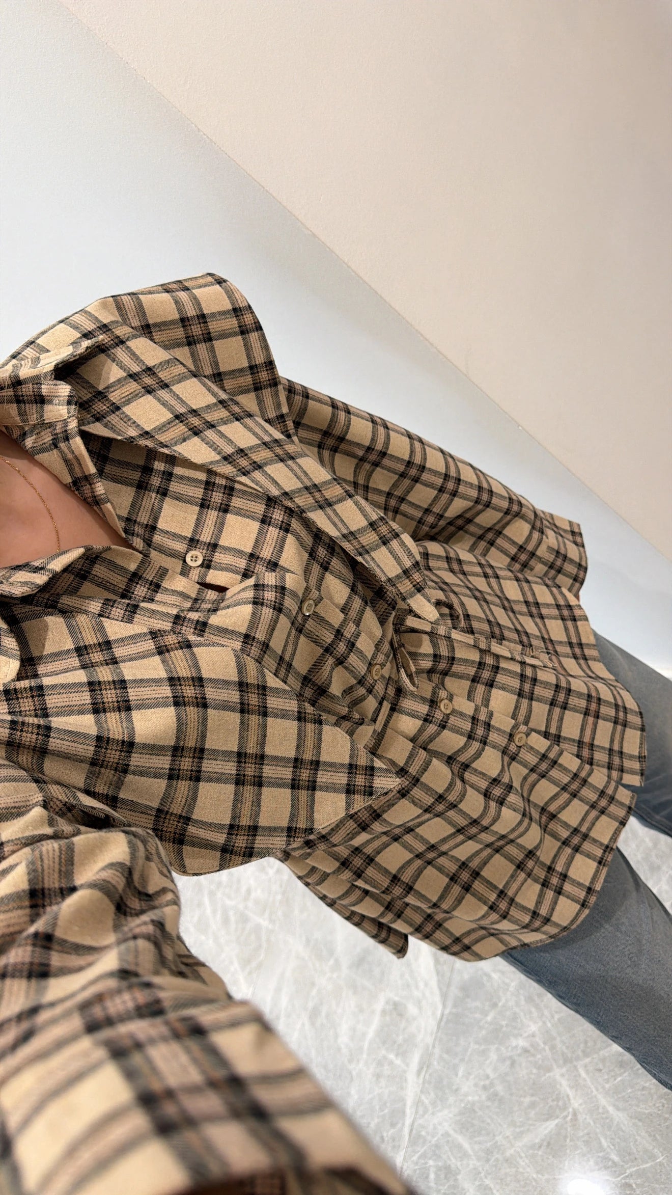 قميص كاروهات بيج - KP4376