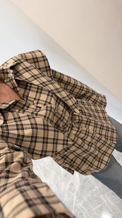 قميص كاروهات بيج - KP4376