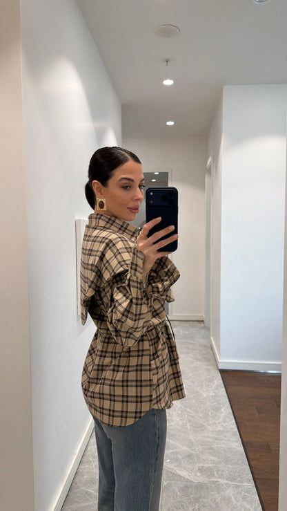 قميص كاروهات بيج - KP4376