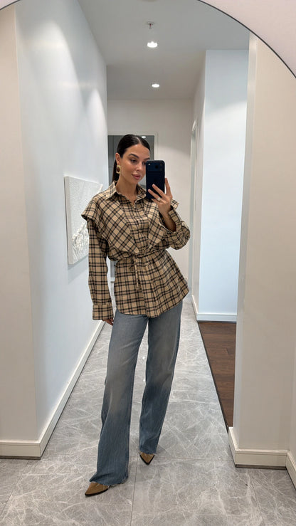 قميص كاروهات بيج - KP4376