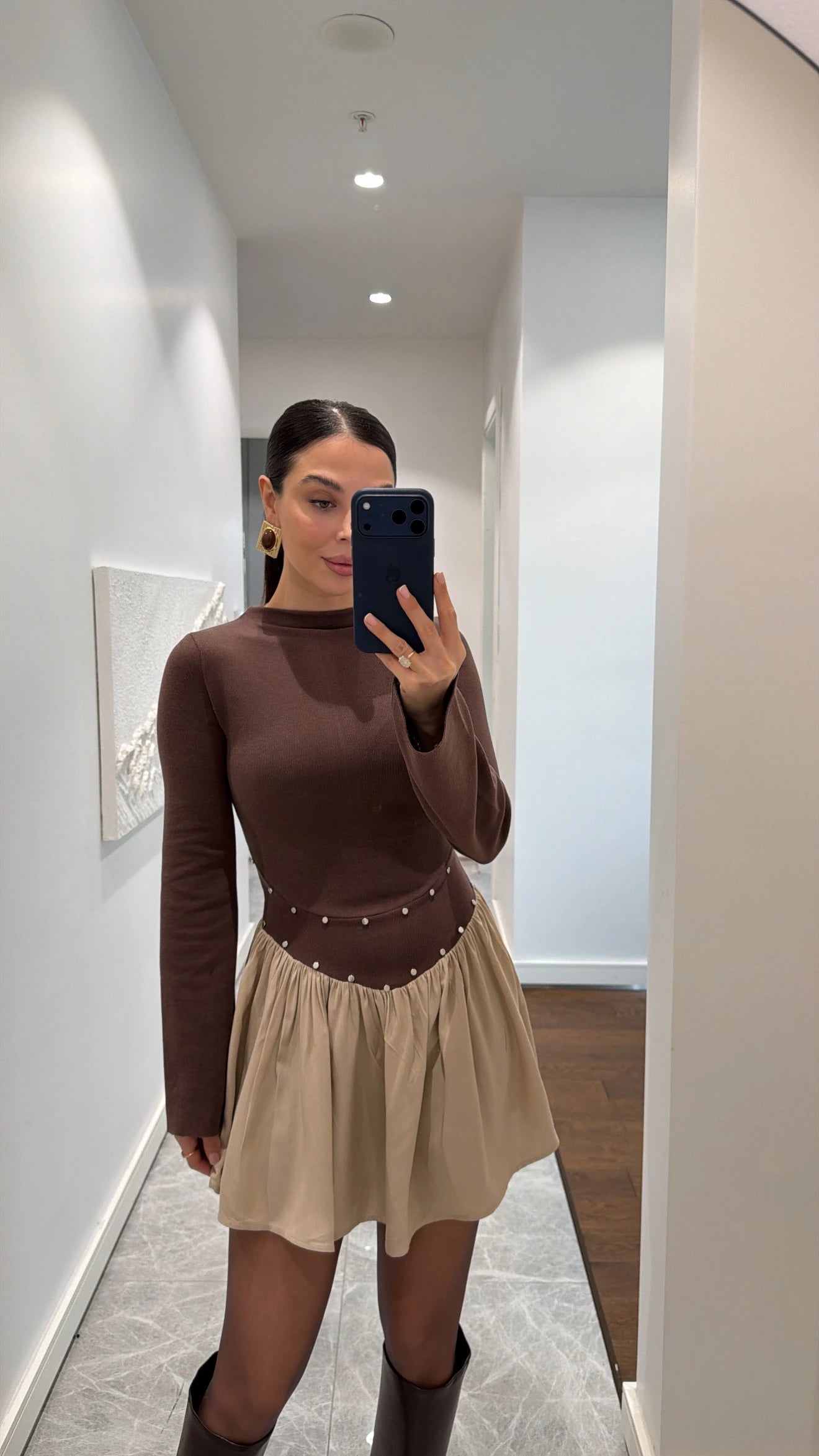 فستان بني - KP2237