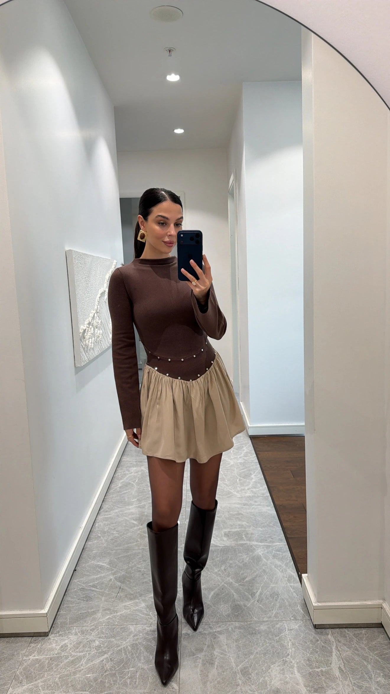 فستان بني - KP2237