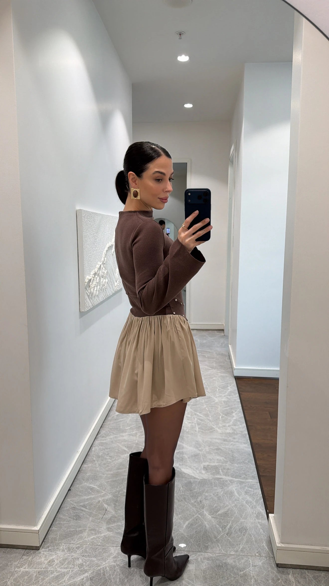 فستان بني - KP2237