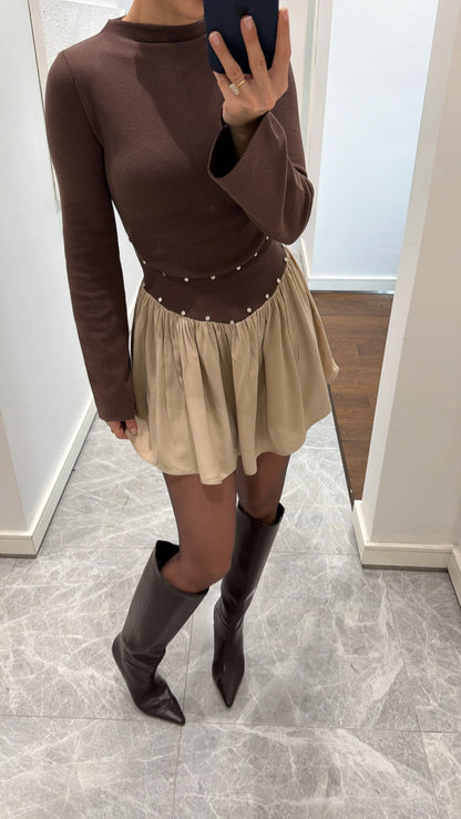 فستان بني - KP2237