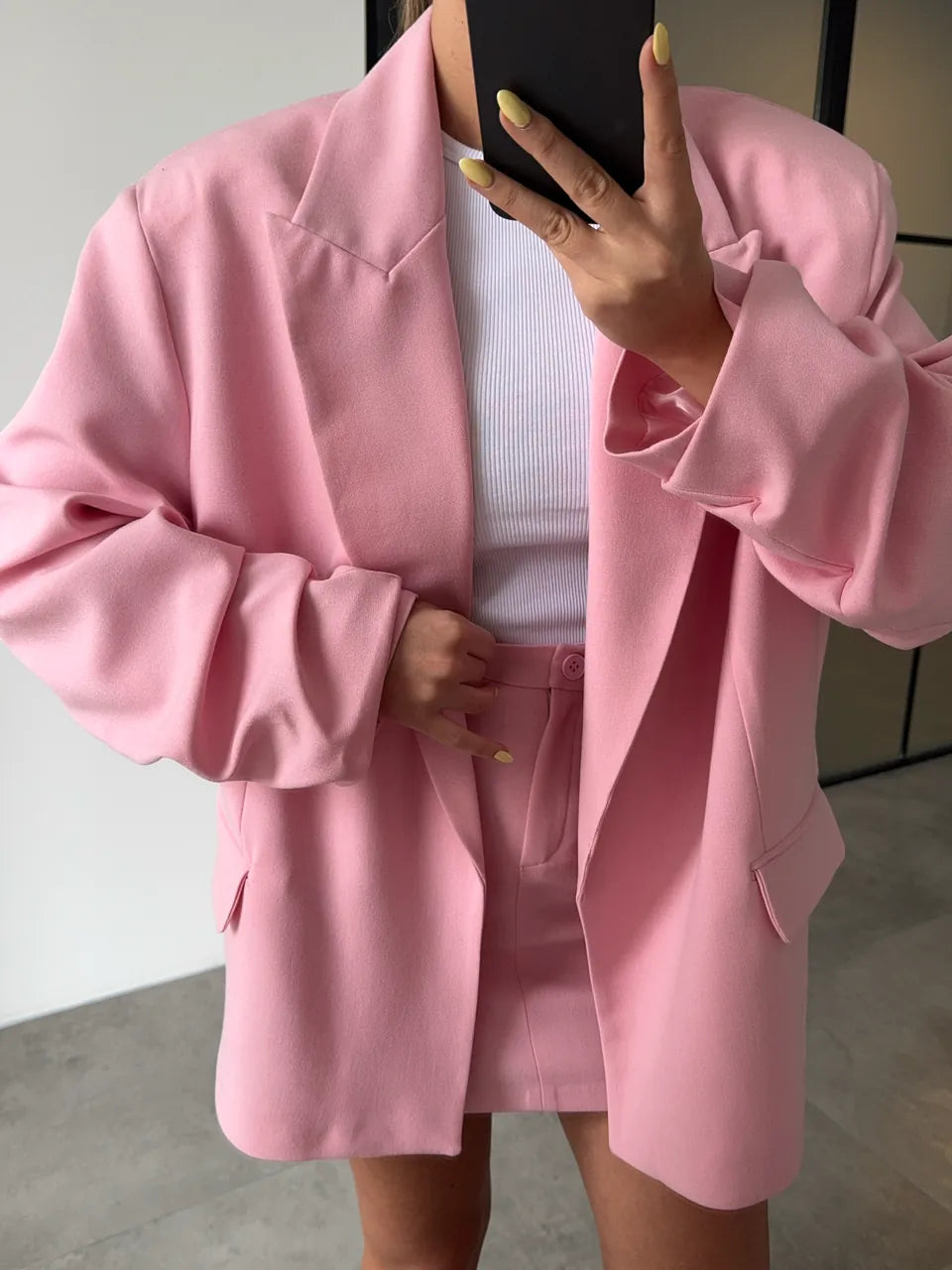 طقم بليزر مع تنورة زهري - KP1361