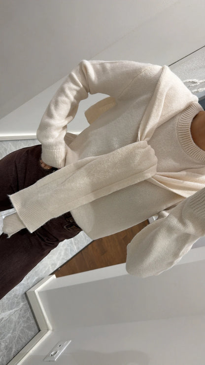 بلوزة مع شال بيج - KP4380