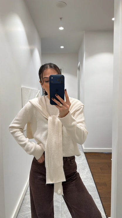 بلوزة مع شال بيج - KP4380