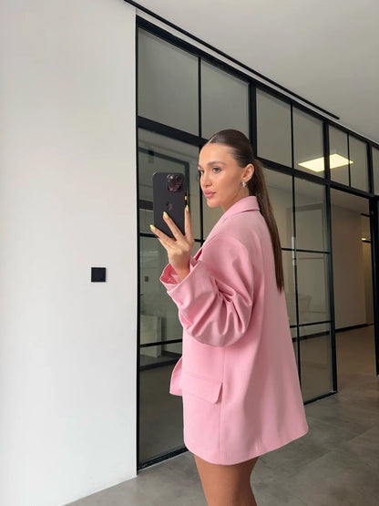 طقم بليزر مع تنورة زهري - KP1361