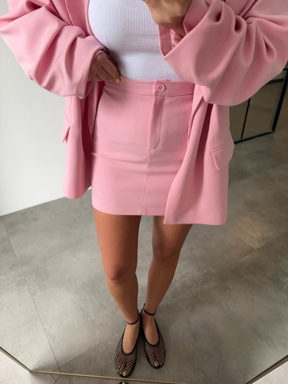 طقم بليزر مع تنورة زهري - KP1361