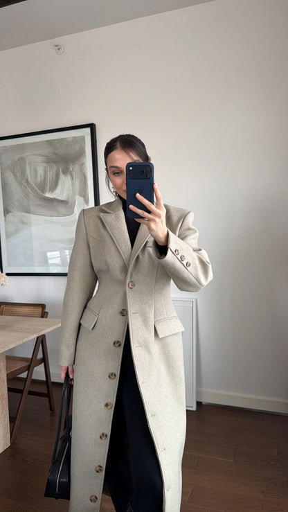 جكيت بأزرار بيج مخضر - KP7207