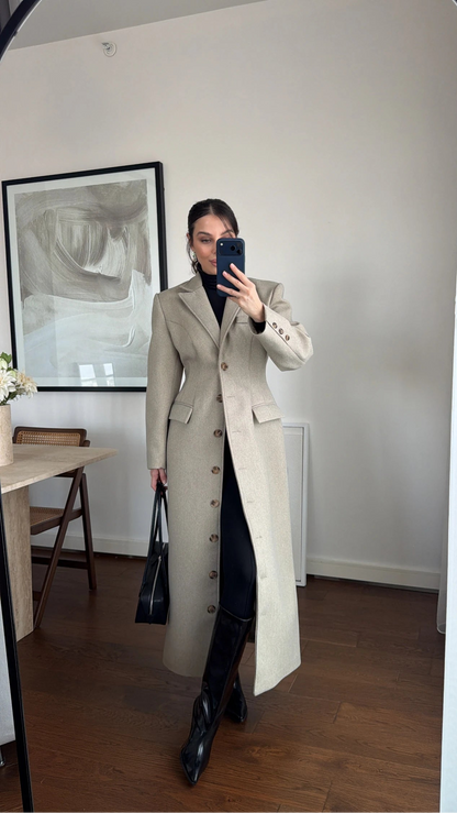 جكيت بأزرار بيج مخضر - KP7207