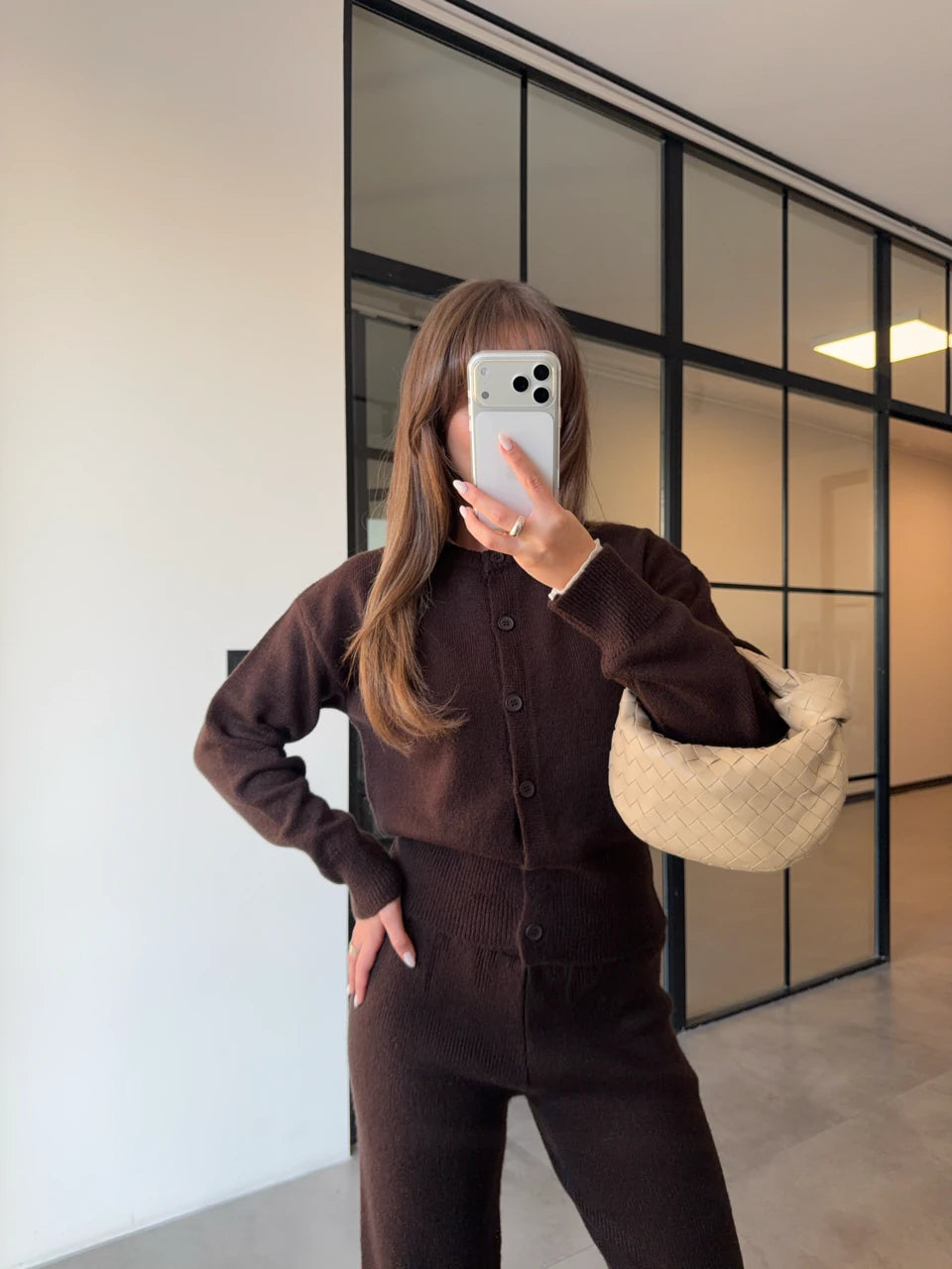 طقم بني بأزرار - KP1439