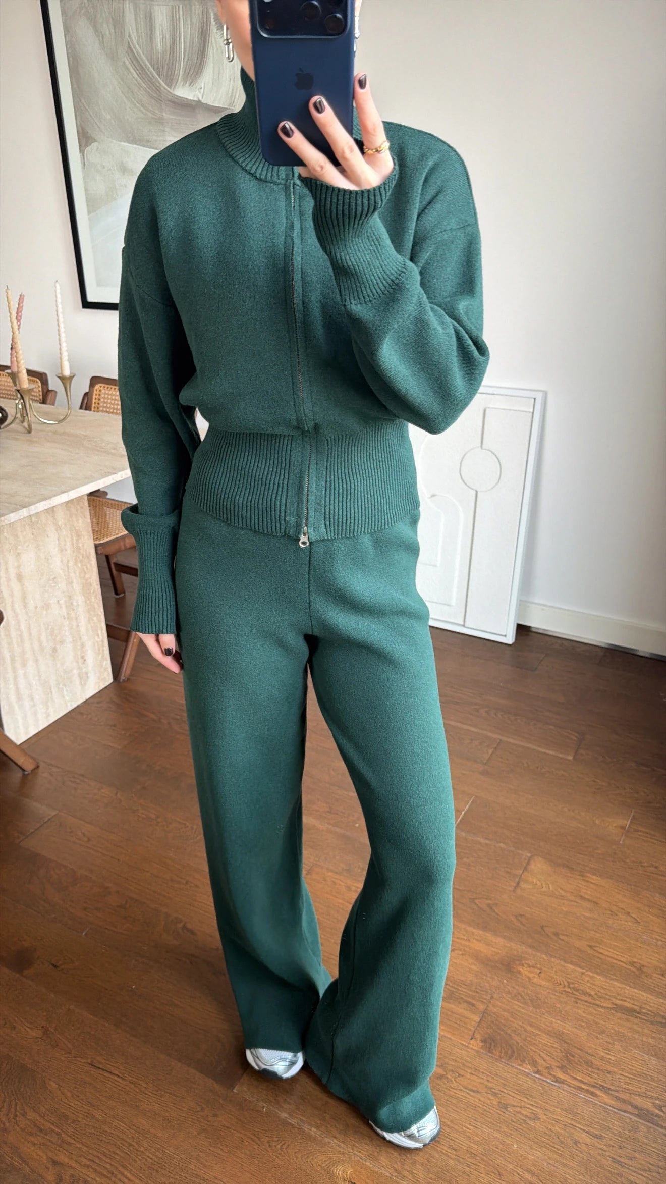 طقم بسحاب اخضر غامق - KP1514