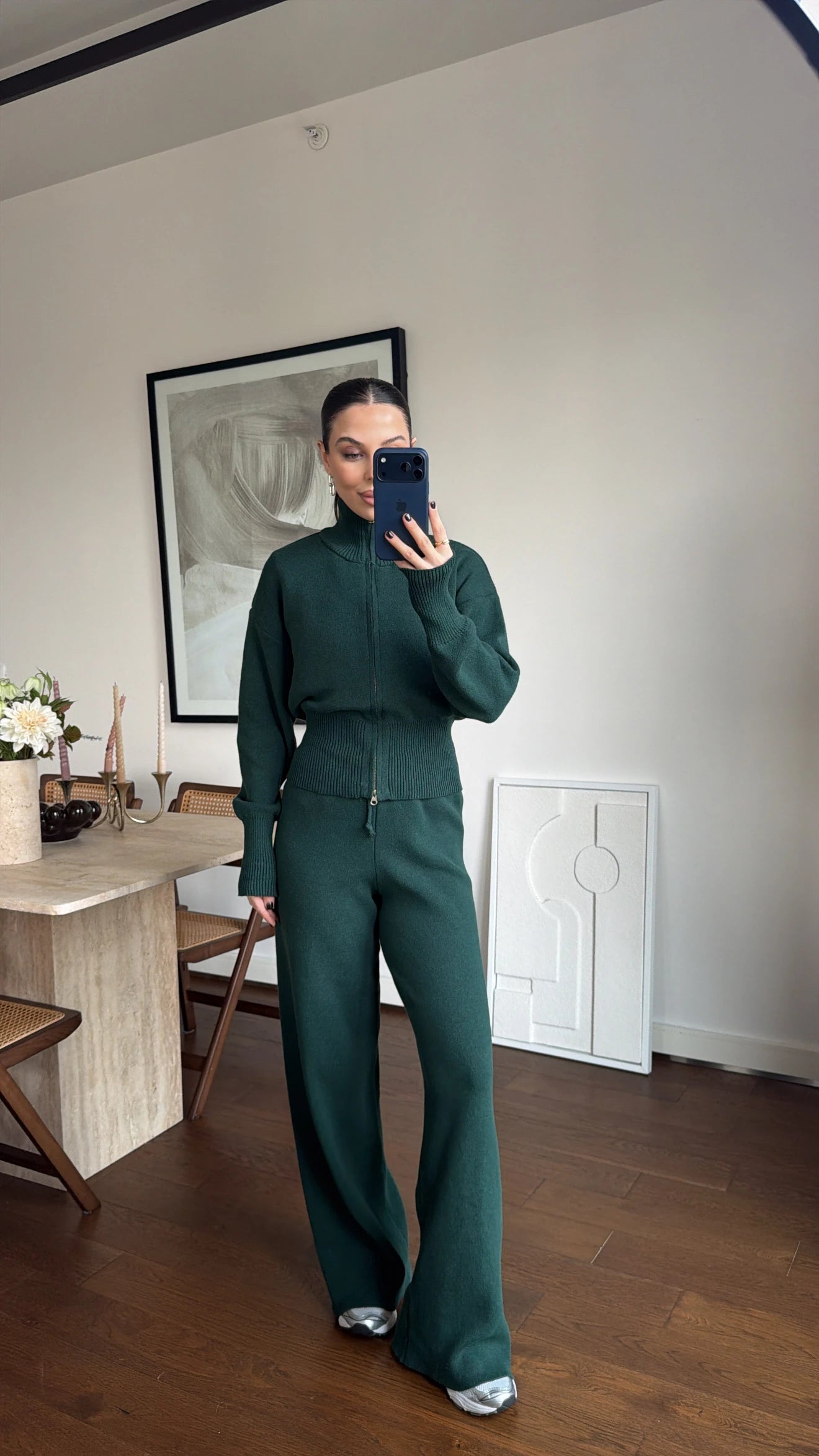 طقم بسحاب اخضر غامق - KP1514