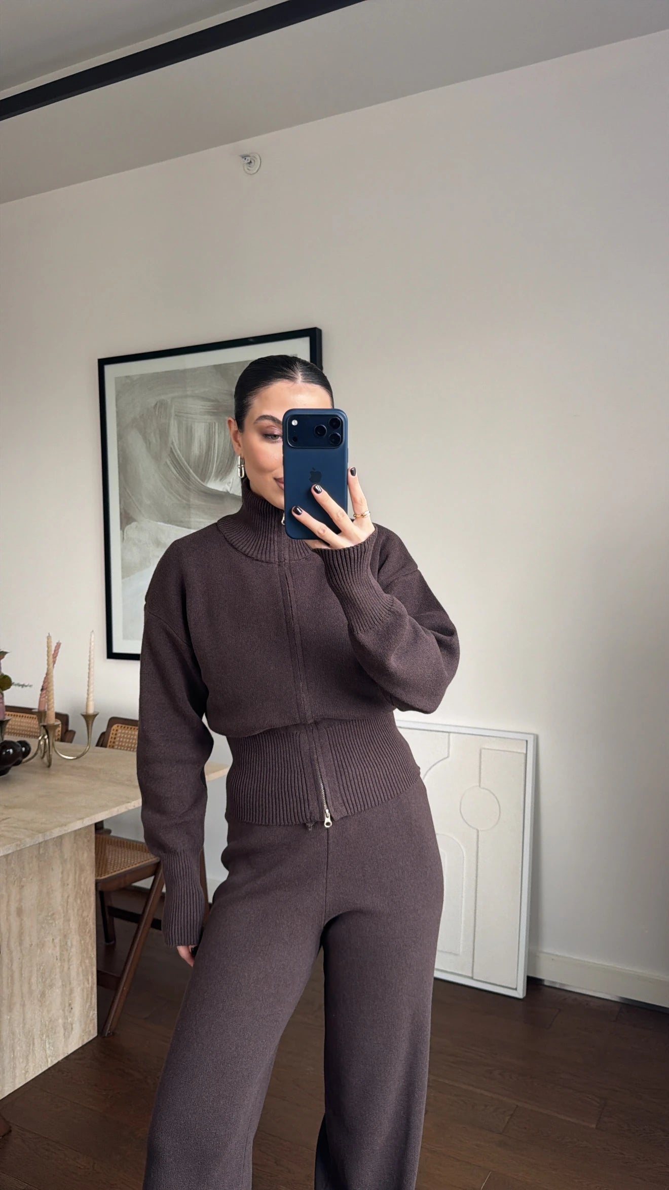 طقم بسحاب بني - KP1514