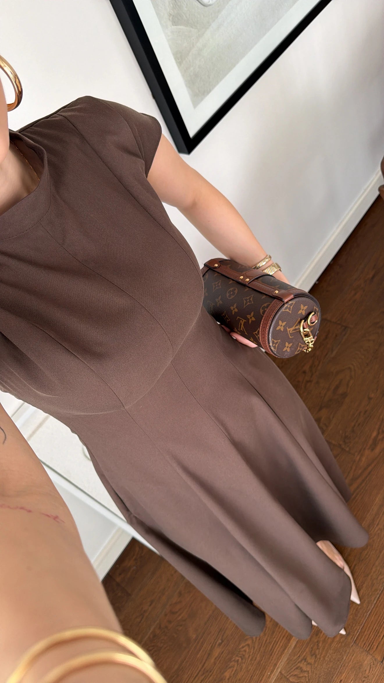 فستان طويل بني - KP2267