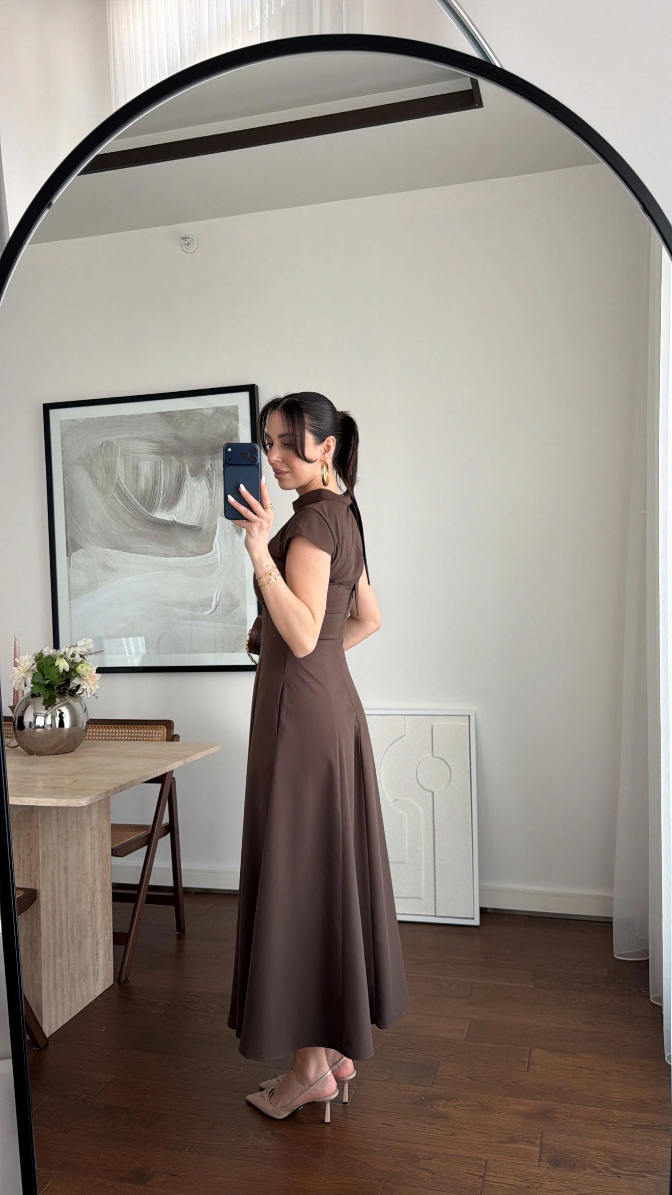 فستان طويل بني - KP2267