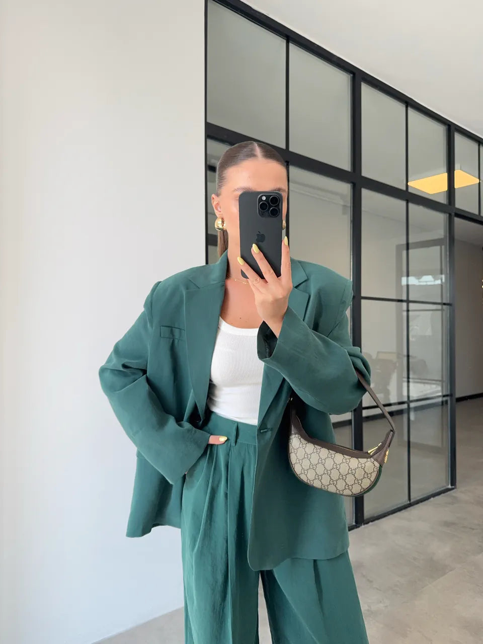 طقم بليزر مع بنطلون زمردي - KP1380