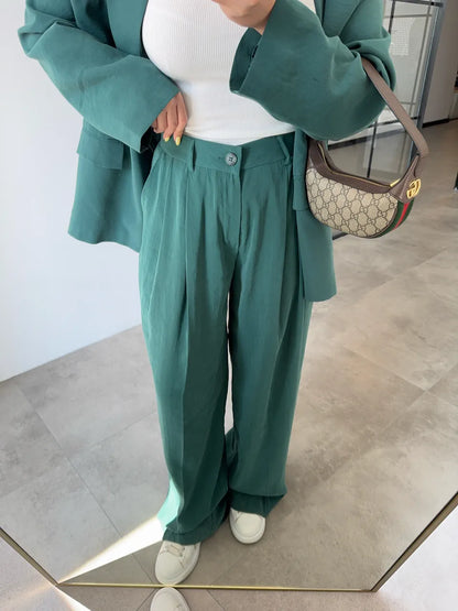 طقم بليزر مع بنطلون زمردي - KP1380