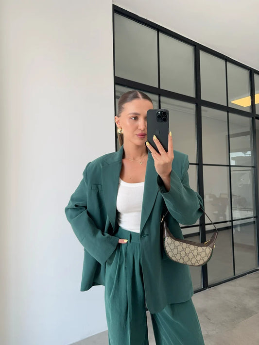 طقم بليزر مع بنطلون زمردي - KP1380