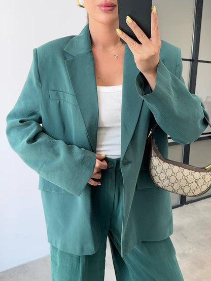 طقم بليزر مع بنطلون زمردي - KP1380