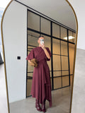 طقم بلوزة مع تنورة خمري - KP1552