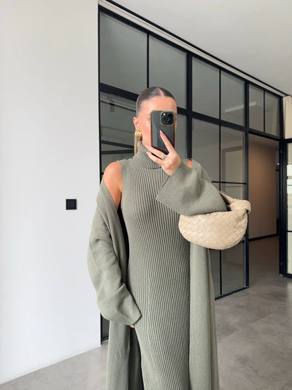 طقم جرزة مع فستان فستقي - KP1411