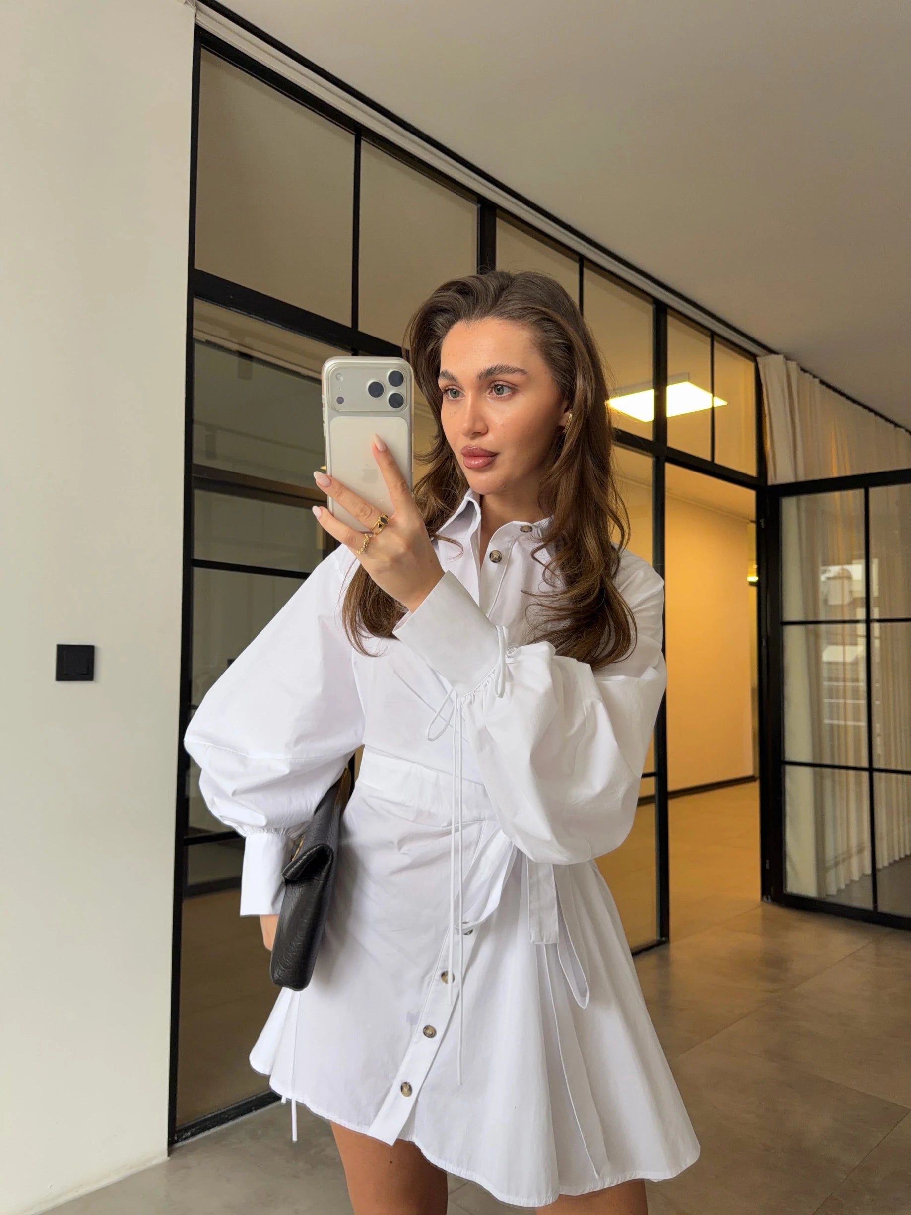 فستان بآزرار ابيض - KP2266