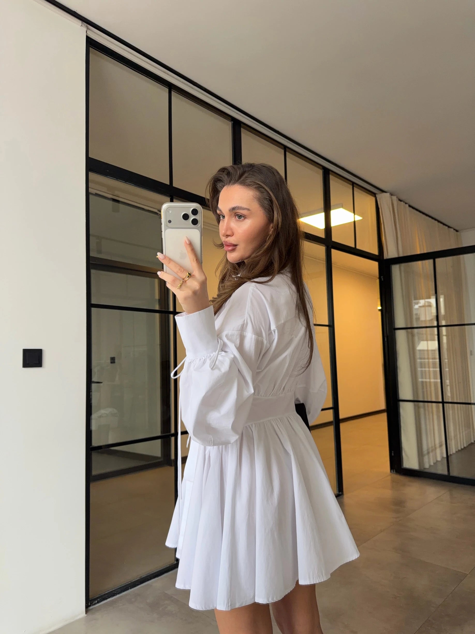 فستان بآزرار ابيض - KP2266