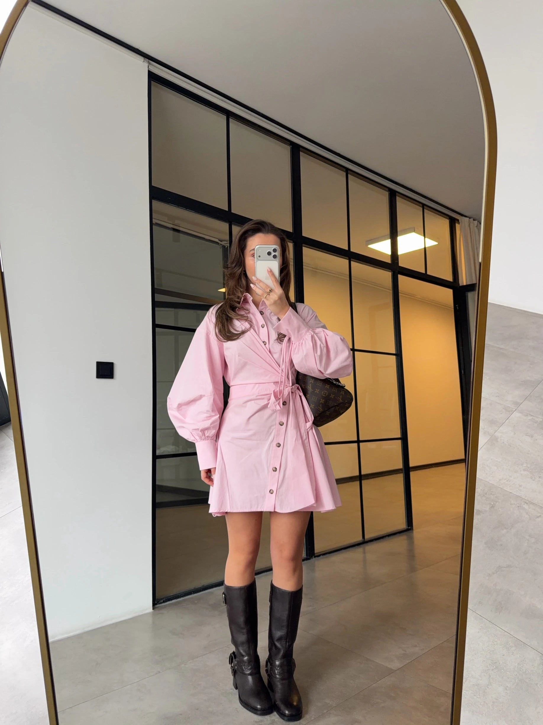 فستان بآزرار زهري - KP2266