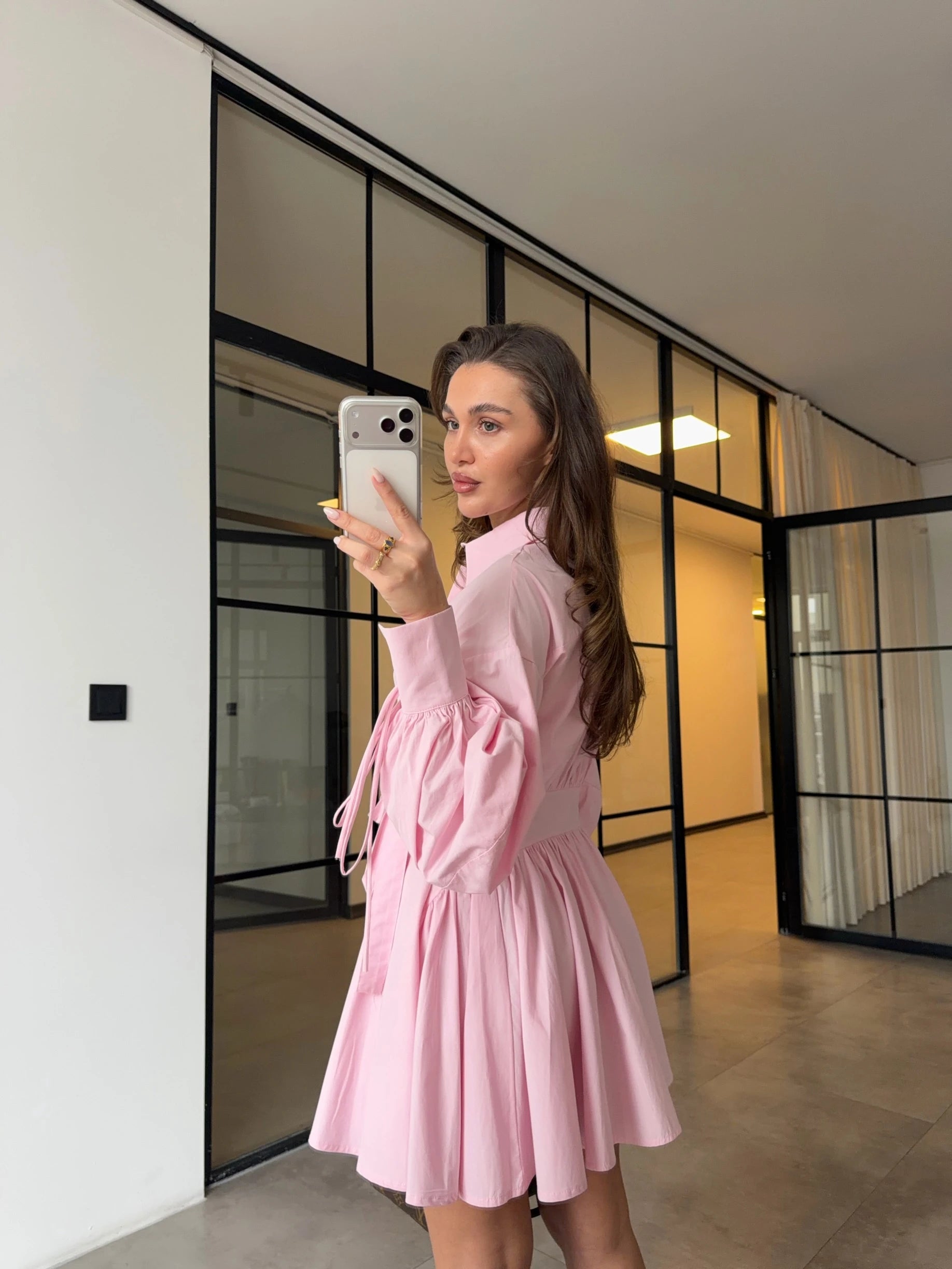 فستان بآزرار زهري - KP2266