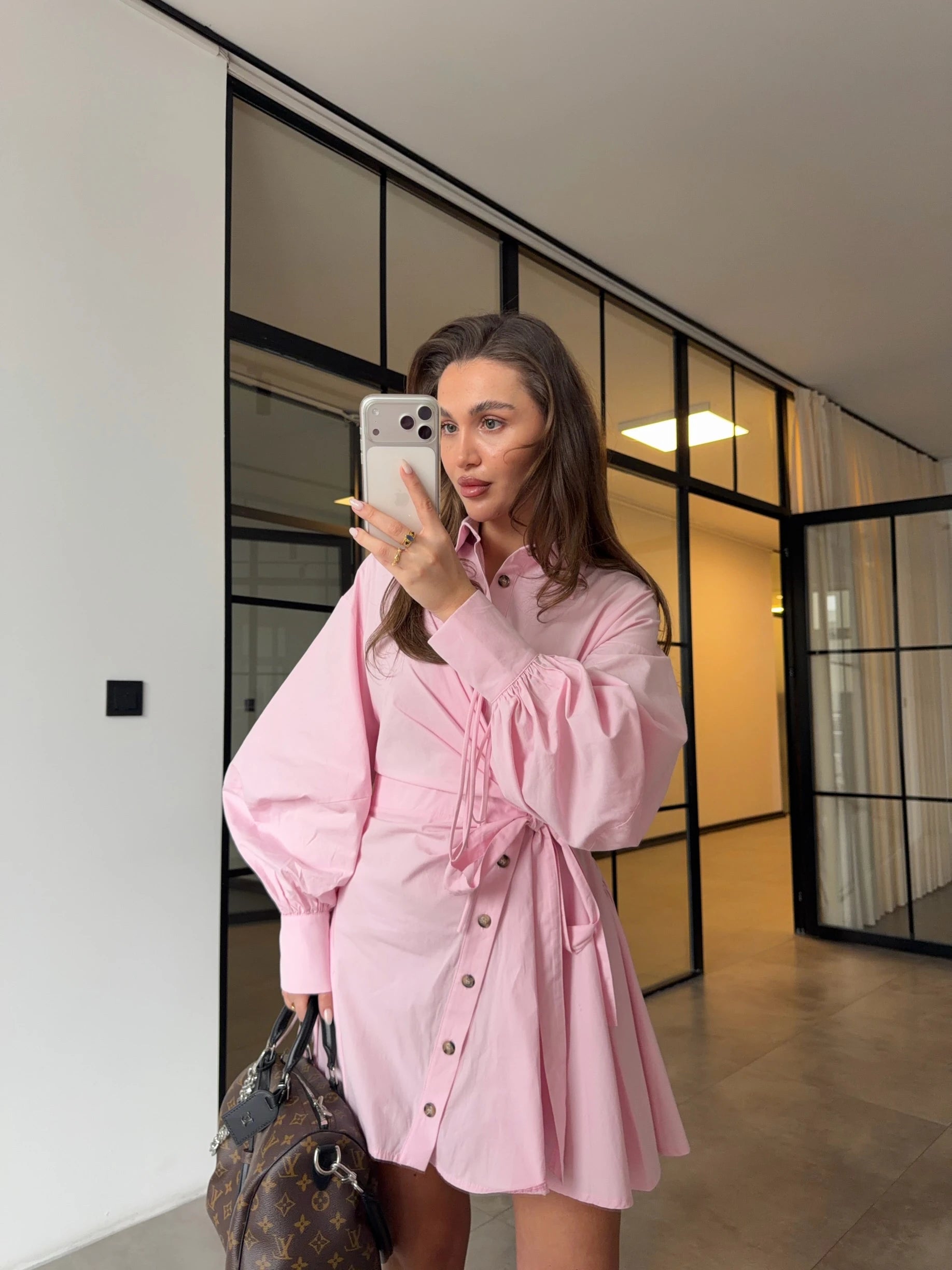 فستان بآزرار زهري - KP2266