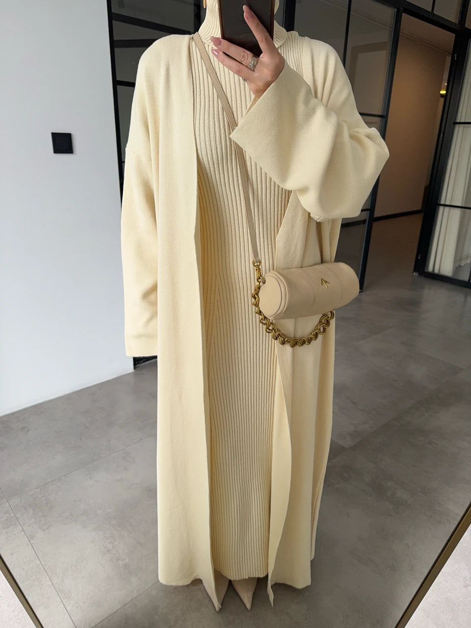 طقم جرزة مع فستان بيج - KP1411