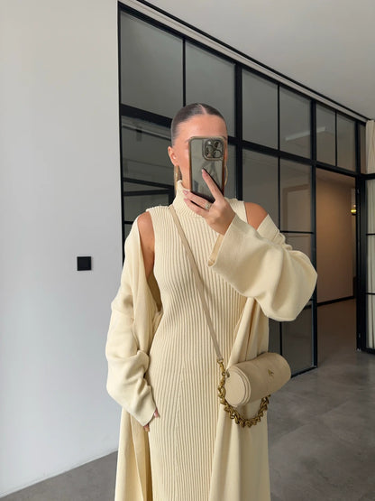 طقم جرزة مع فستان بيج - KP1411