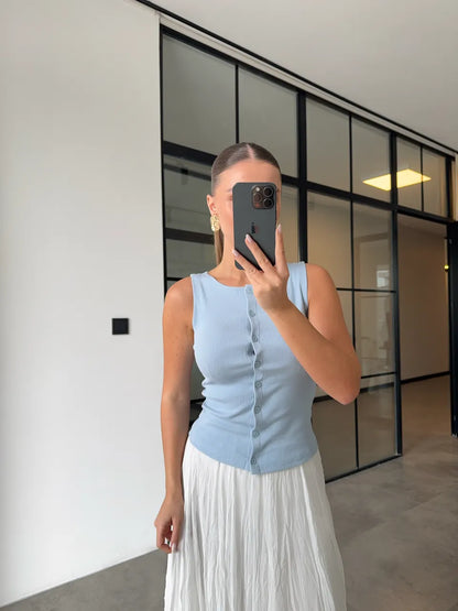 بلوزة بأزرار ازرق - KP4212