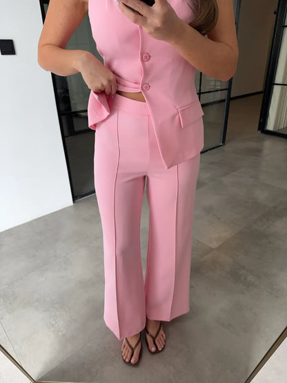 طقم ڤيست مع بنطلون زهري - KP1068