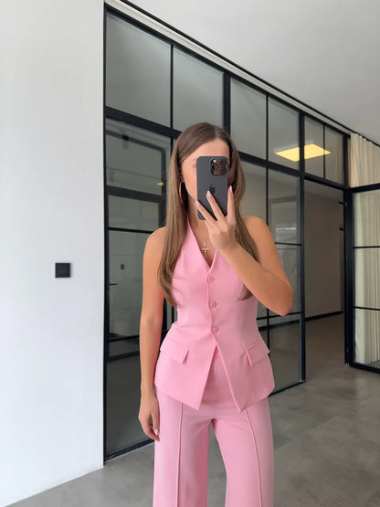 طقم ڤيست مع بنطلون زهري - KP1068