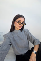 بلوزة كاروهات سكني - KP4672