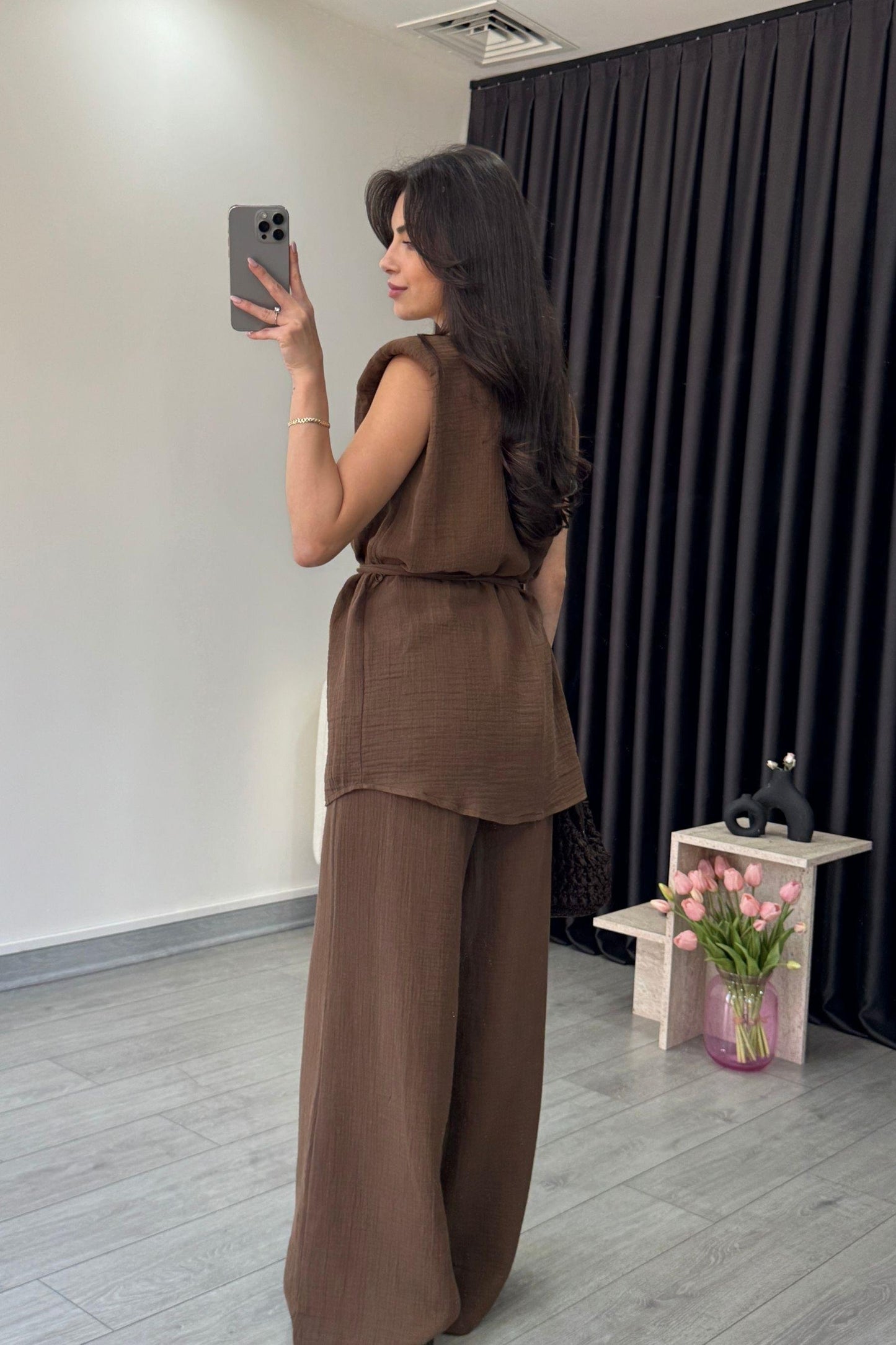 طقم بحزام بني - KP1266